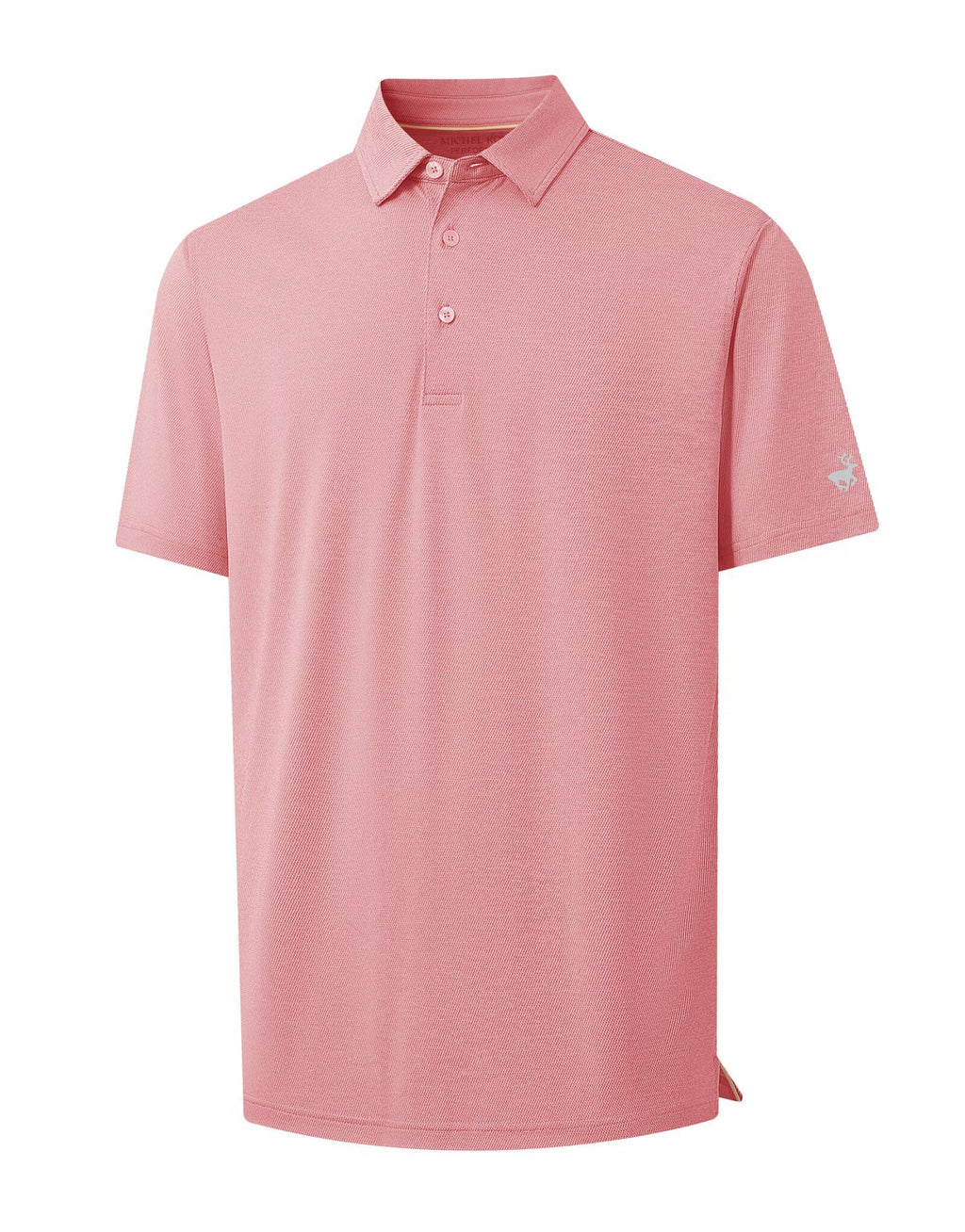 MICHEL ROUEN Men's Dry Fit Golf Polo Shirt Pink Heather Jacquard Size M