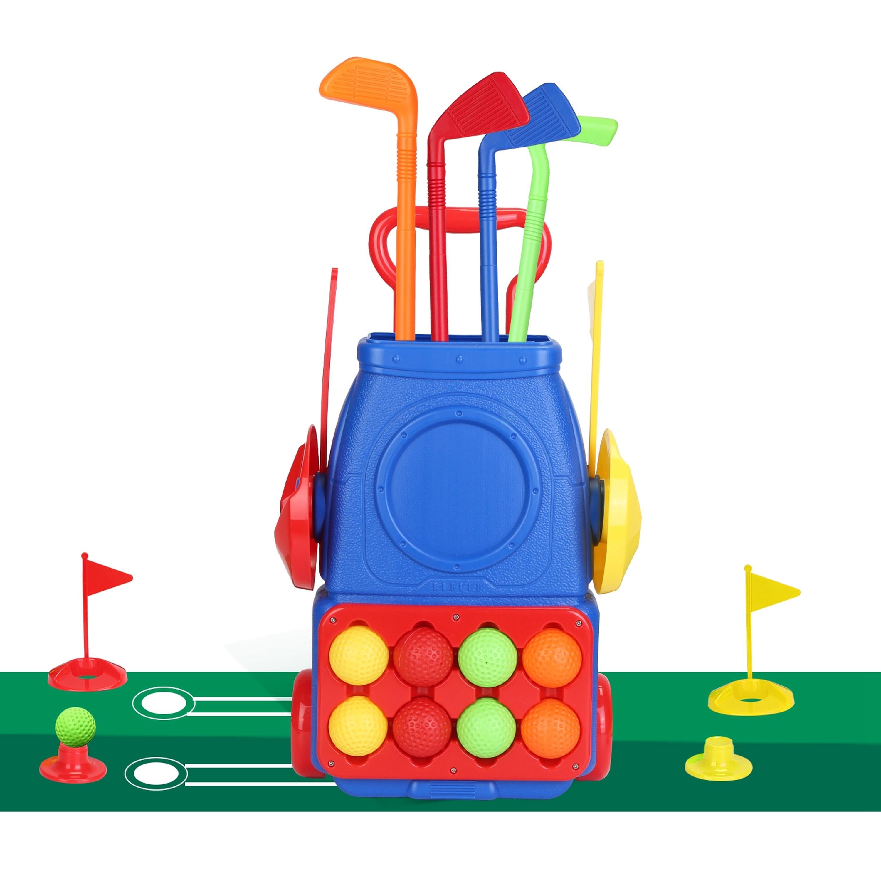 Toddler Golf Clubs Set Kids Golf Kits Toddler Golf Ball Game Play Set Golf Game with 4 Golf Sticks 8 Golf Balls 2 Golf Holes 1 Golf Mat for 3-6 Year O