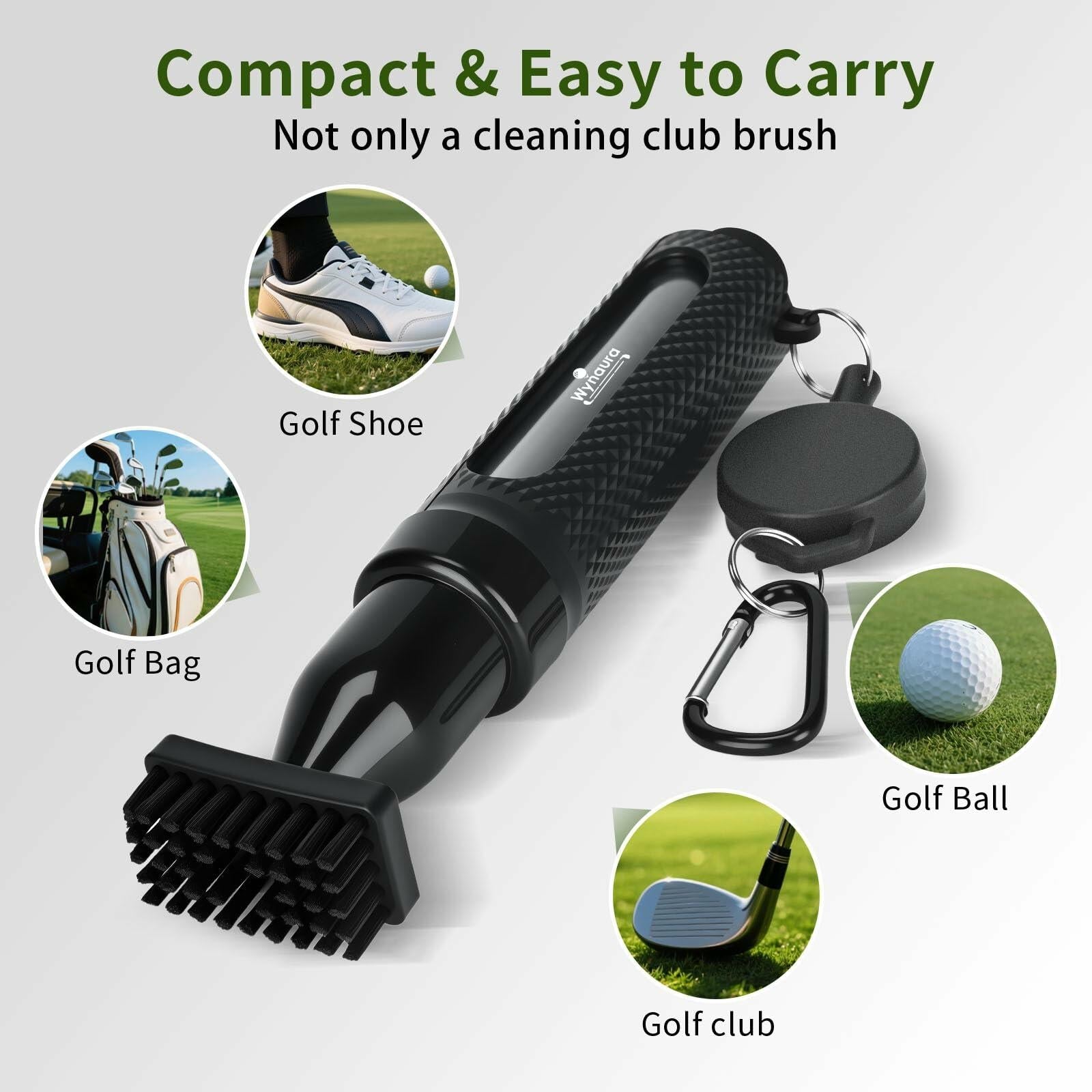 Wynaura Pro Golf Club Cleaner Brush Set with Groove Sharpener & Towel Black